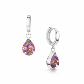 Shrieking Violet Real Flower Purple Haze Huggie Earrings BLEH05