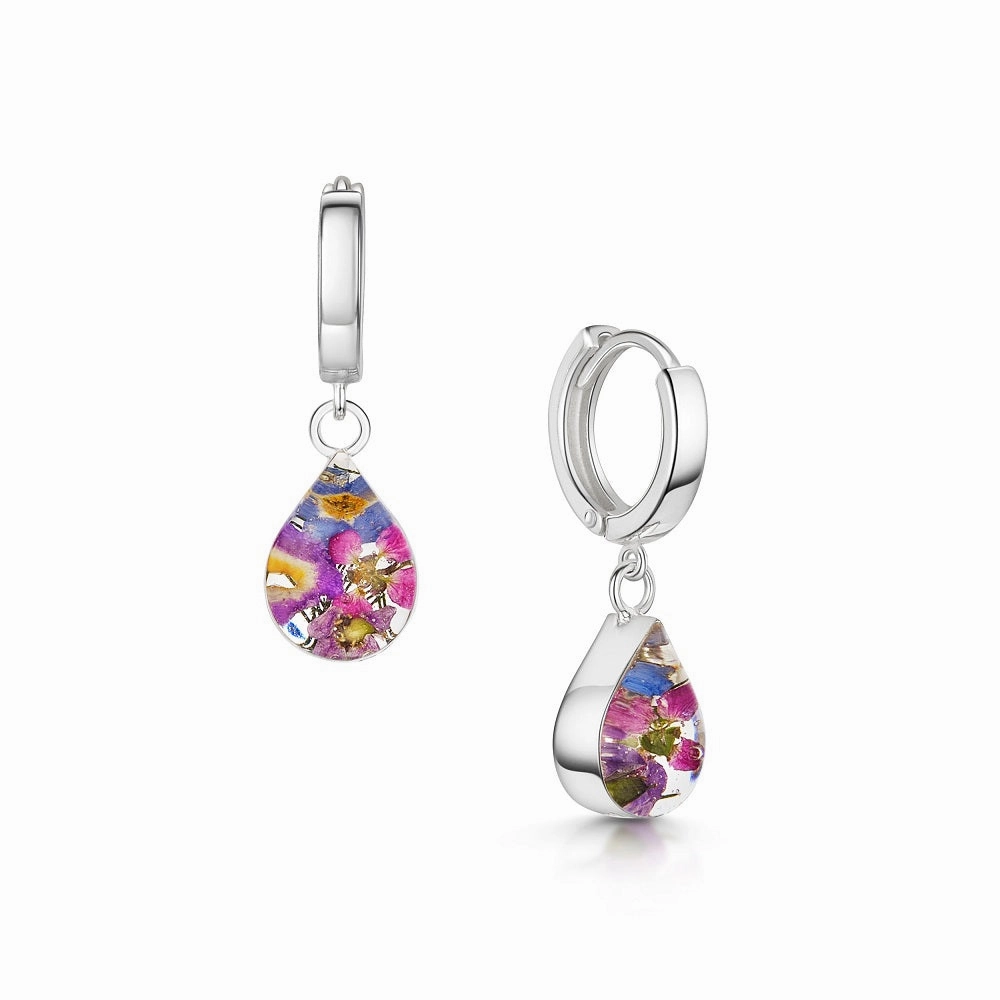 Shrieking Violet Real Flower Purple Haze Huggie Earrings BLEH05