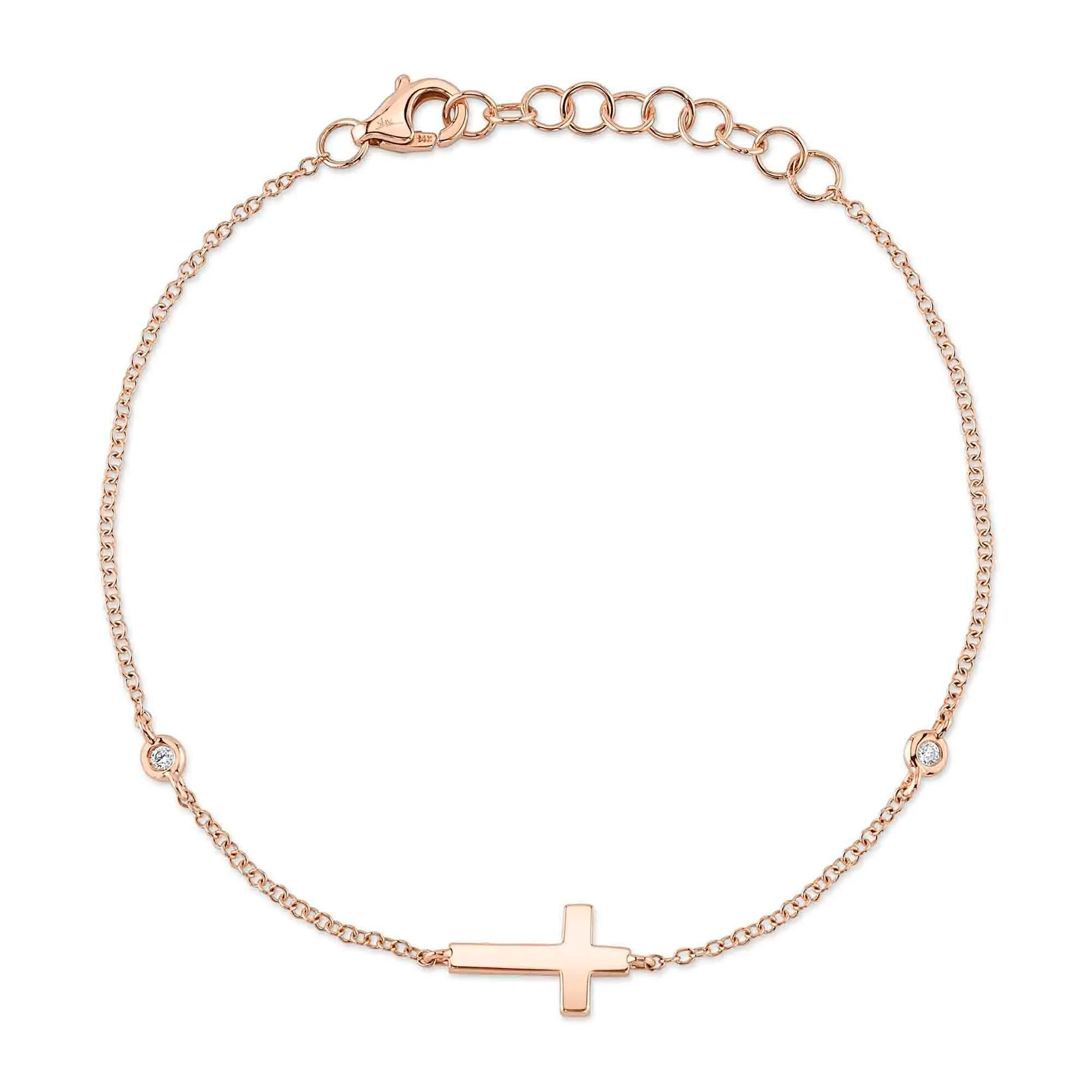 Shy Creation 0.03Ct Diamond Bezel Cross Bracelet SC55026527