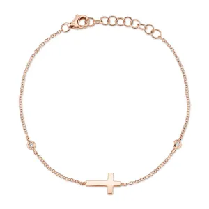 Shy Creation 0.03Ct Diamond Bezel Cross Bracelet SC55026527
