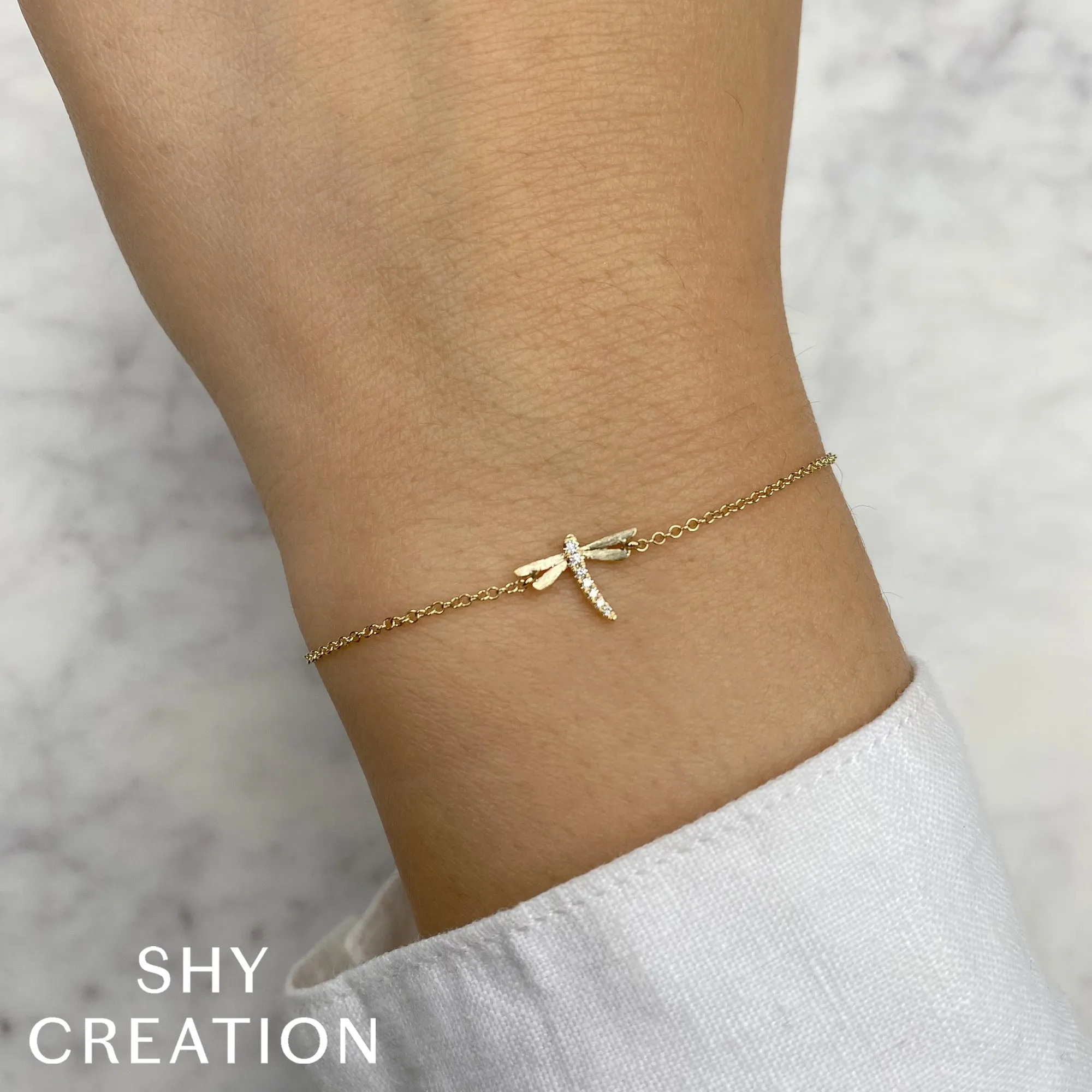 Shy Creation 0.03Ct Diamond Dragonfly Matte Bracelet SC55025143