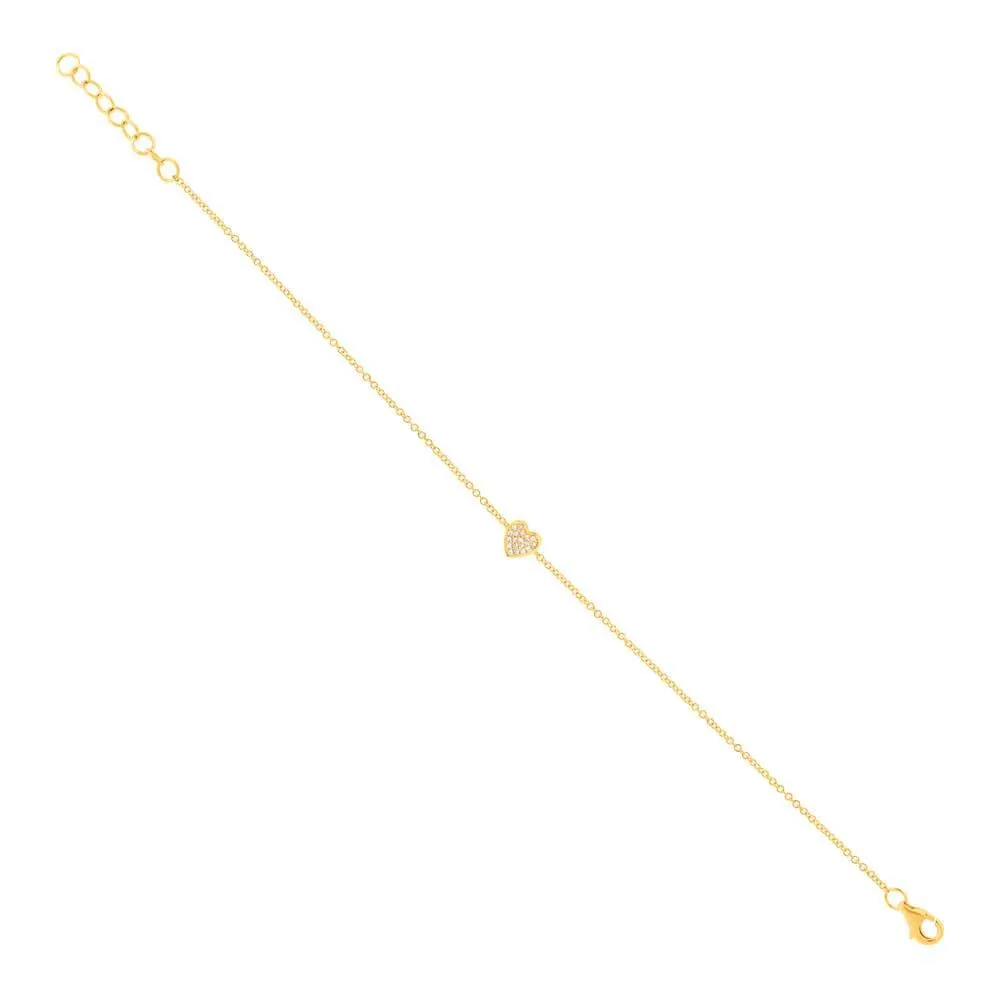 Shy Creation 0.04Ct Diamond Pave Heart Bracelet SC55002977
