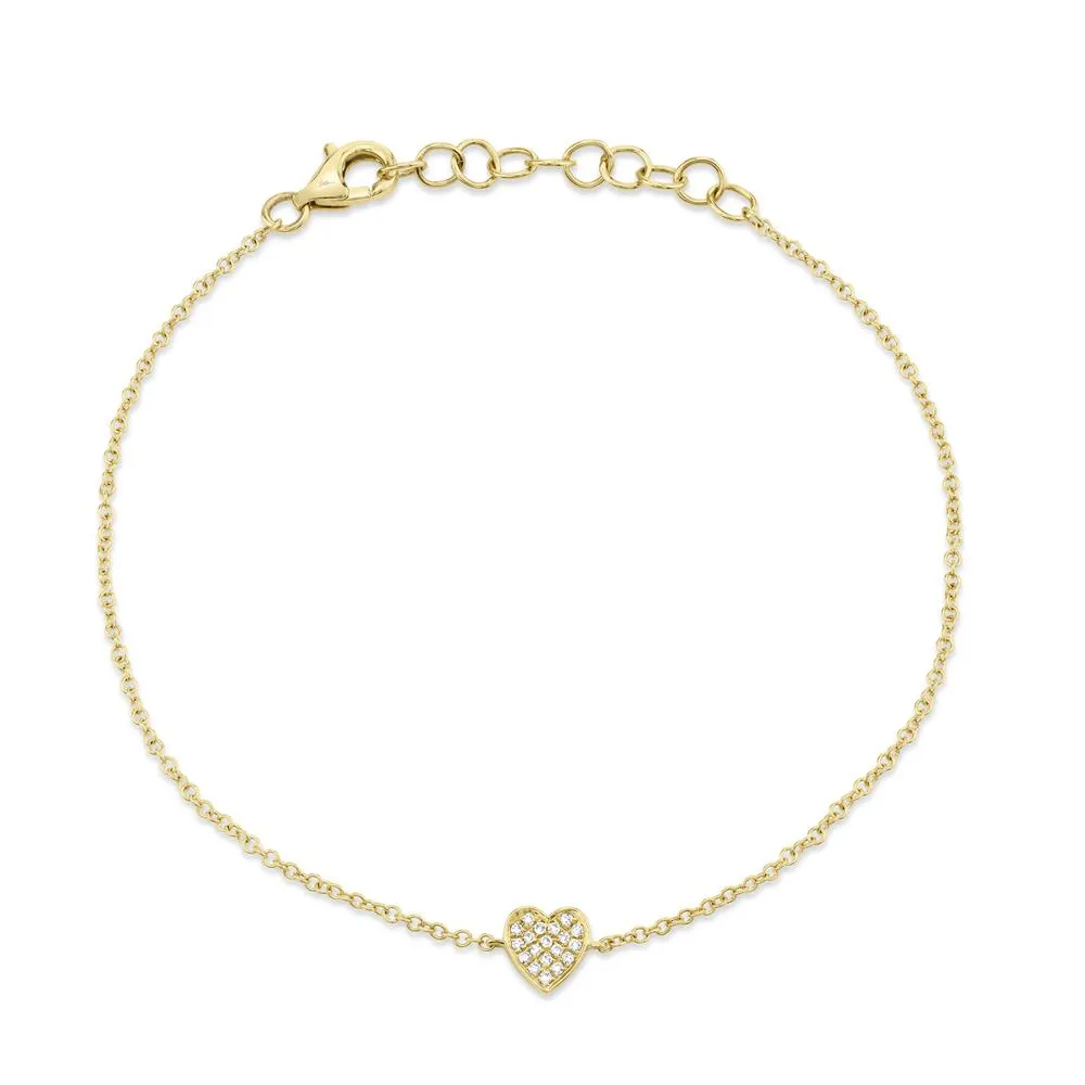 Shy Creation 0.04Ct Diamond Pave Heart Bracelet SC55002977