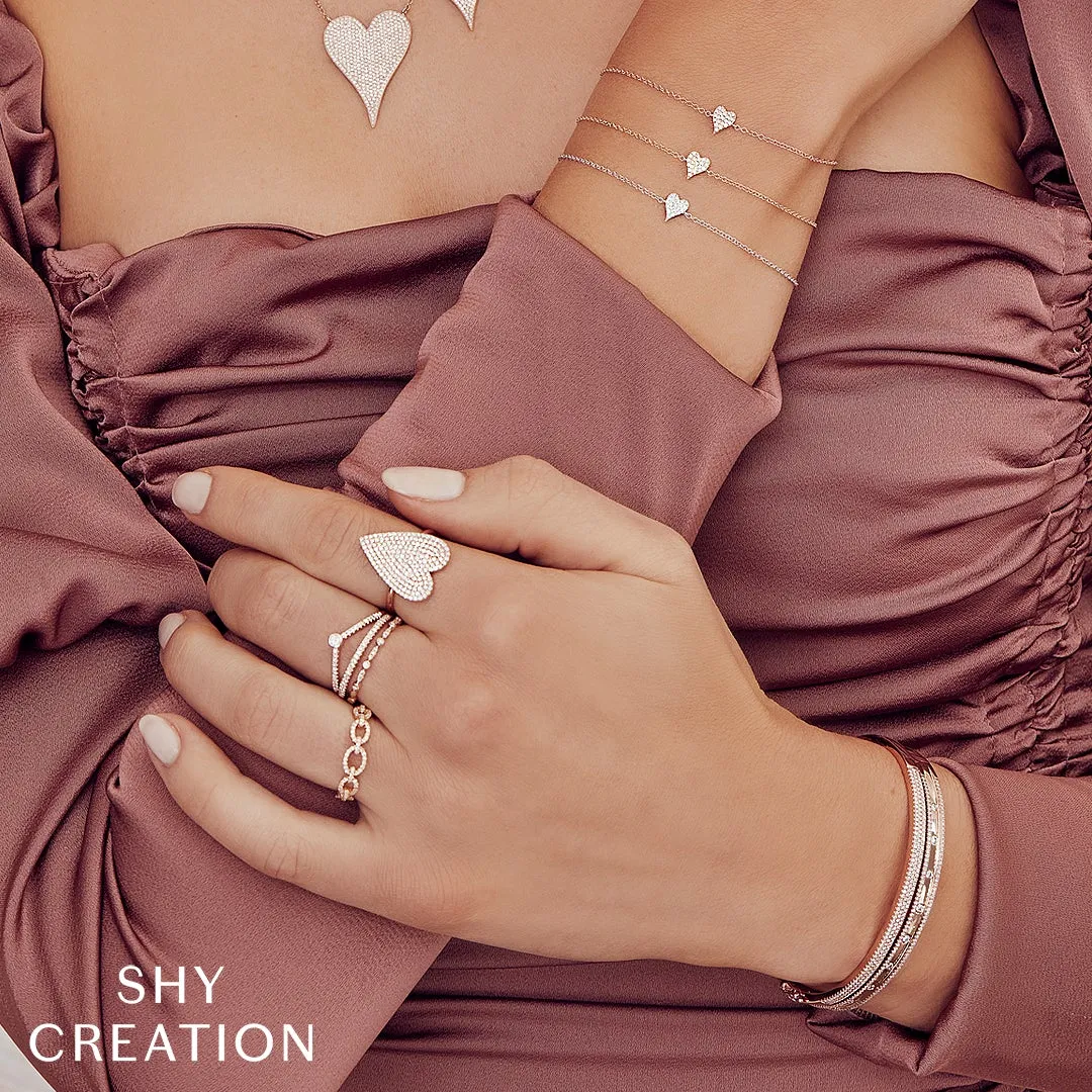 Shy Creation 0.05Ct Diamond Pave Heart Bracelet SC55007634