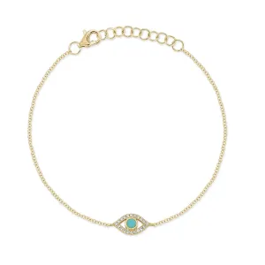 Shy Creation 0.06Ct Diamond & 0.07Ct Composite Turquoise Eye Bracelet SC55022324