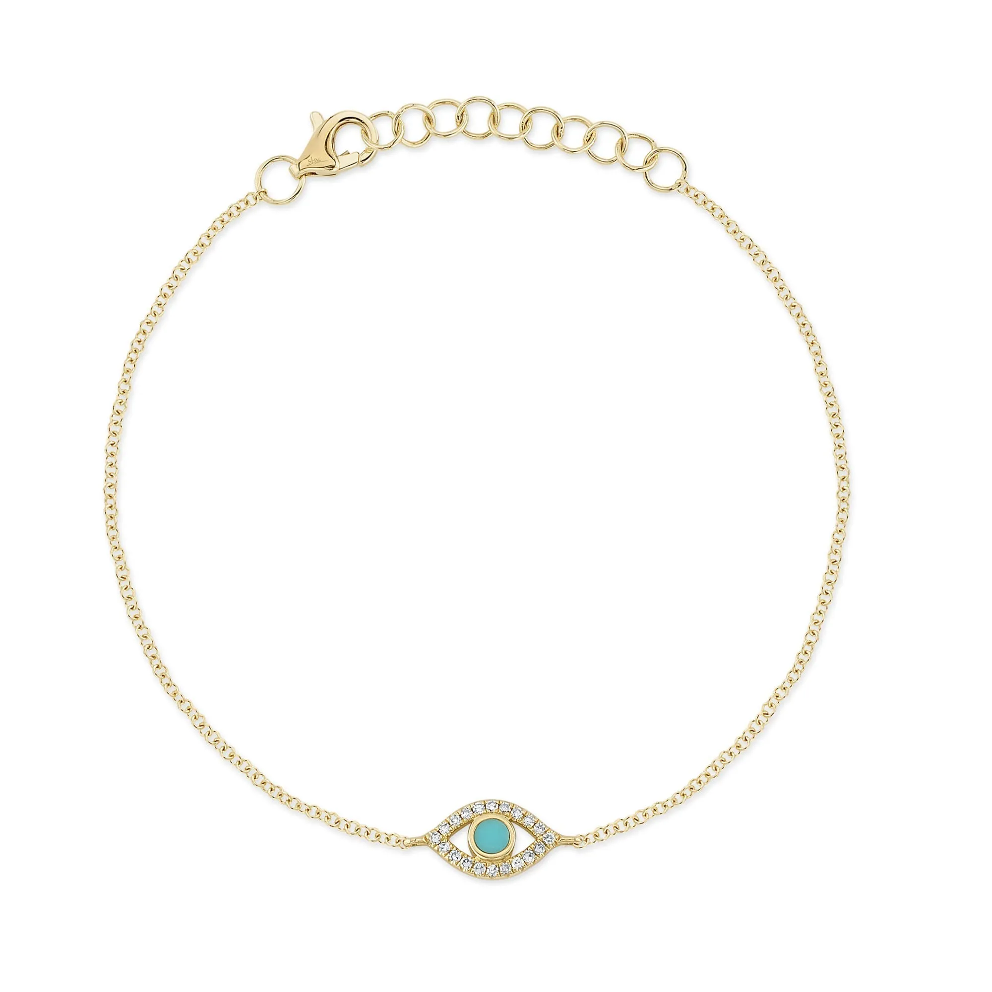 Shy Creation 0.06Ct Diamond & 0.07Ct Composite Turquoise Eye Bracelet SC55022324