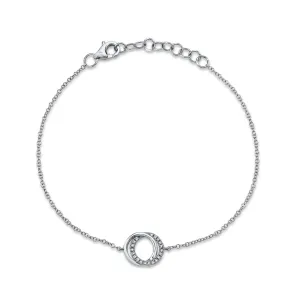 Shy Creation 0.07Ct Diamond Love Knot Circle Bracelet SC55012774