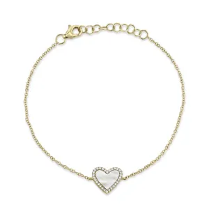 Shy Creation 0.09Ct Diamond & 0.56Ct Mother Of Pearl Heart Bracelet SC55019154