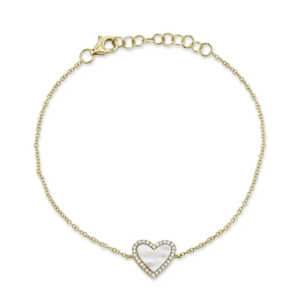 Shy Creation 0.09Ct Diamond & 0.56Ct Mother Of Pearl Heart Bracelet SC55019154