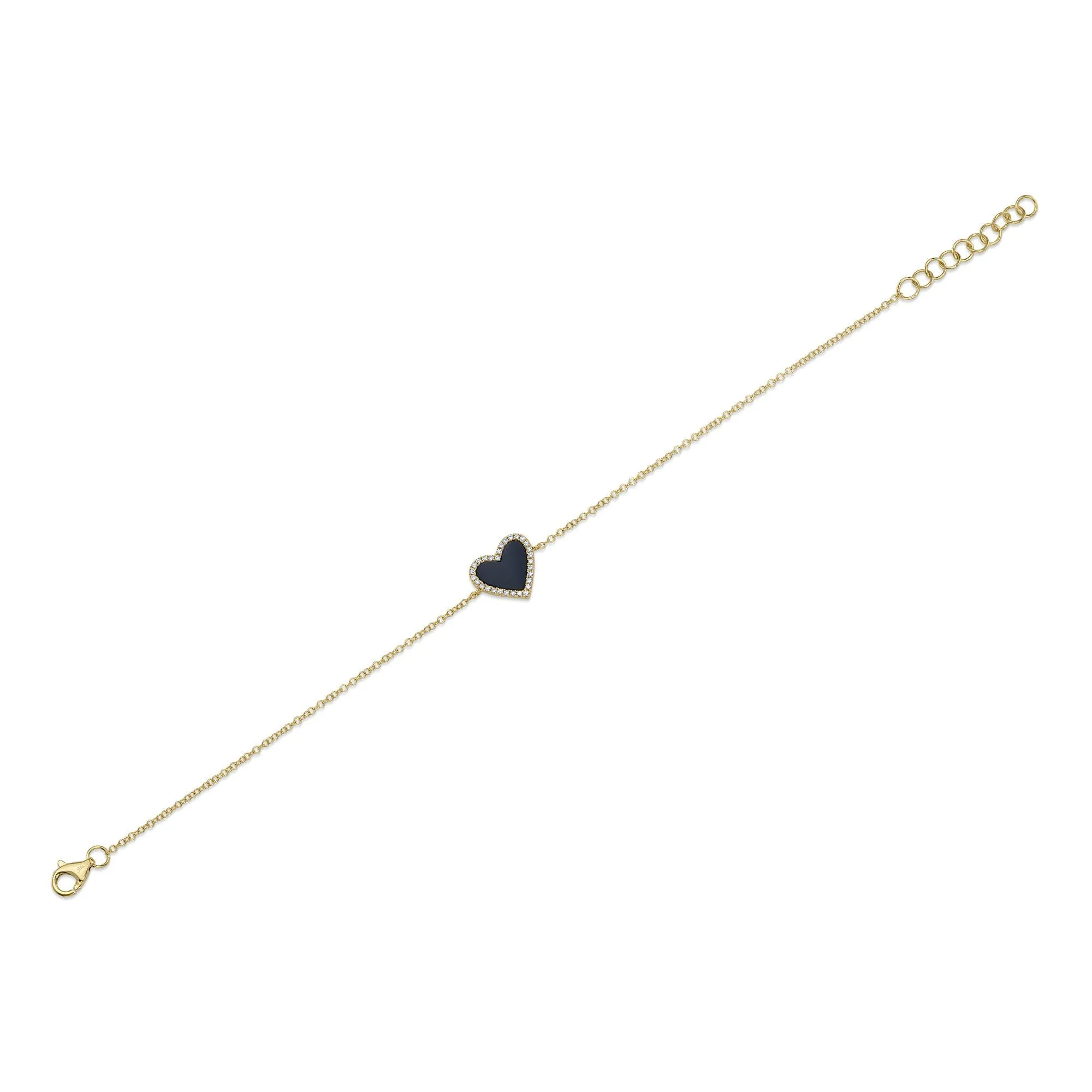 Shy Creation 0.09Ct Diamond & 0.57Ct Black Onyx Heart Bracelet SC55019297