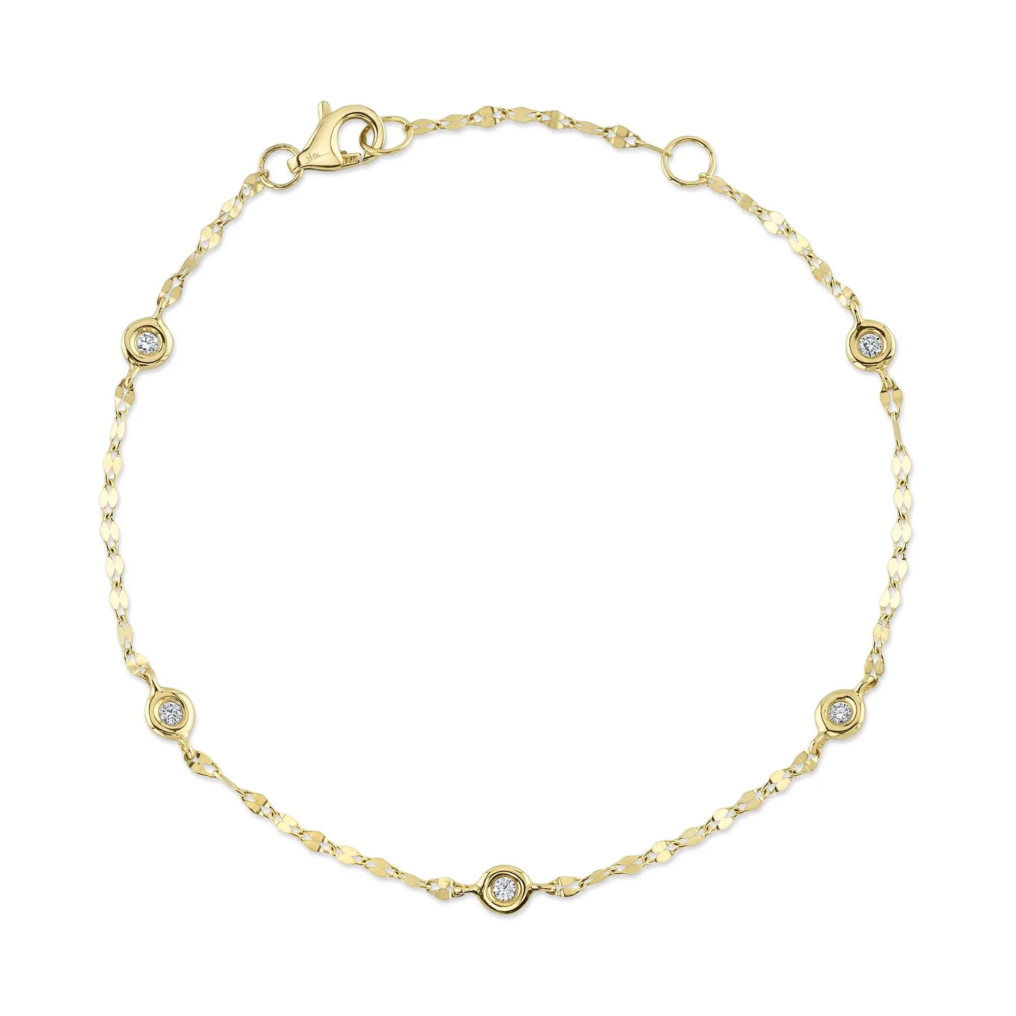 Shy Creation 0.10Ct 7" Diamonds By The Yard Sparkle Chain Bracelet SC55025787