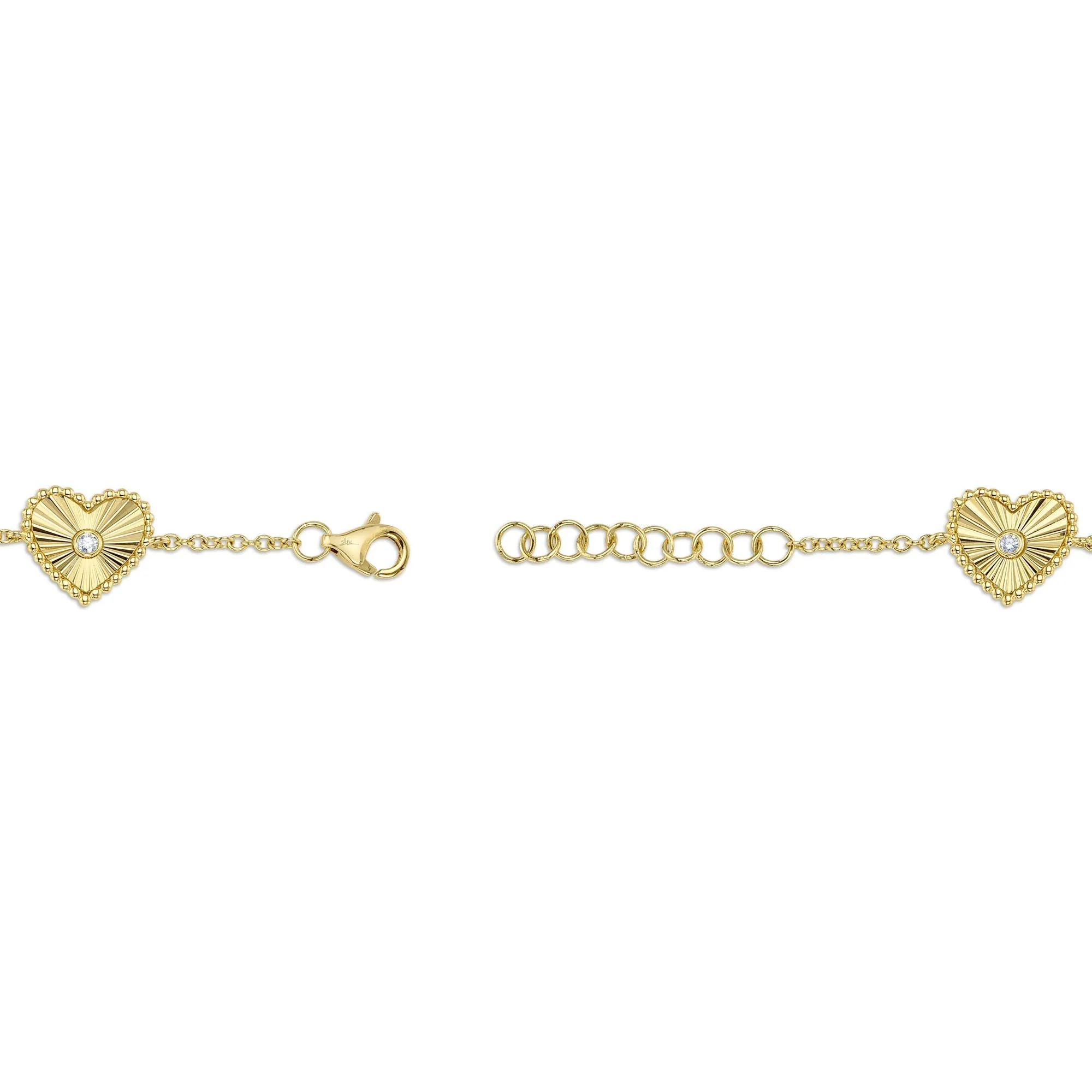 Shy Creation 0.10Ct Diamond Ribbed Bezel Heart Bracelet SC55025484