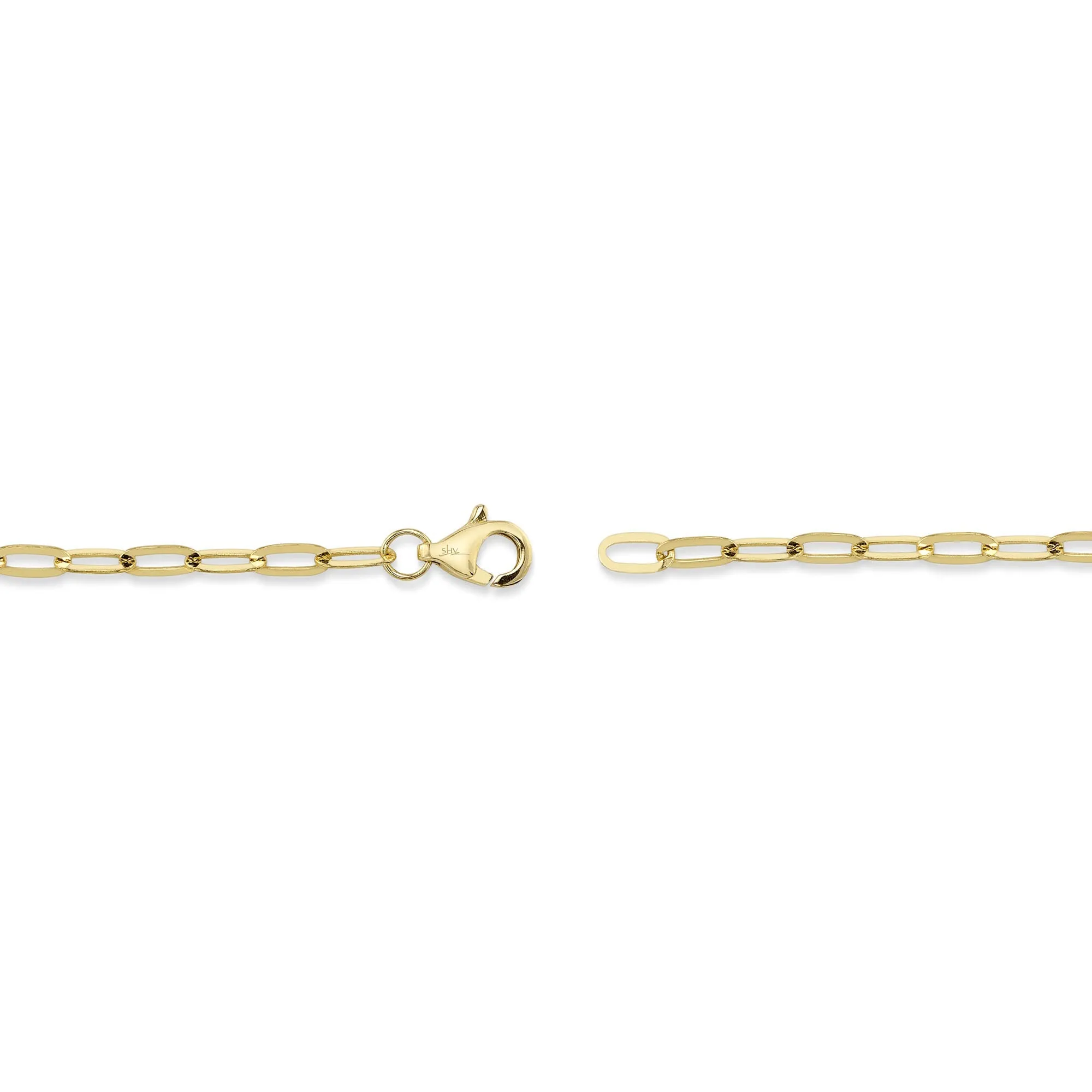 Shy Creation 0.12Ct Diamond "Love" Paper Clip Link Bracelet SC55022758