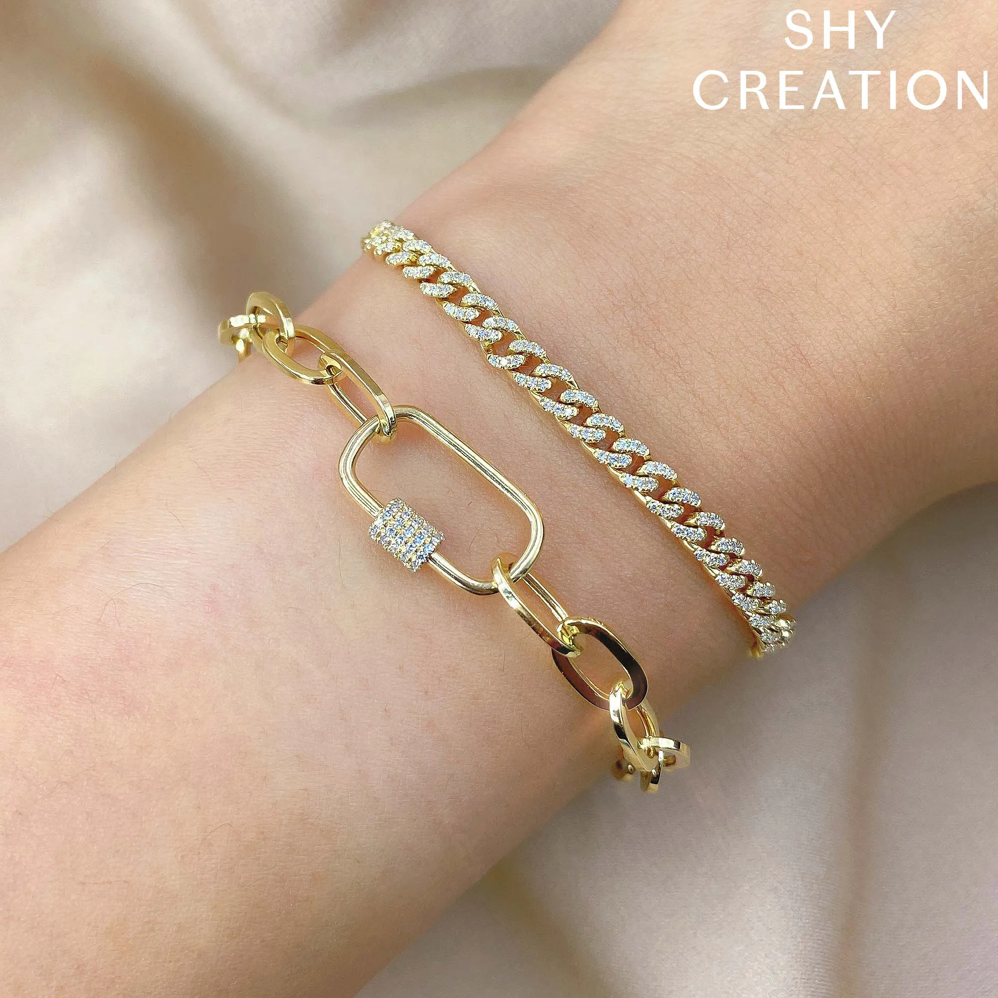 Shy Creation 0.23Ct Diamond Paper Clip Link Bracelet SC55022367