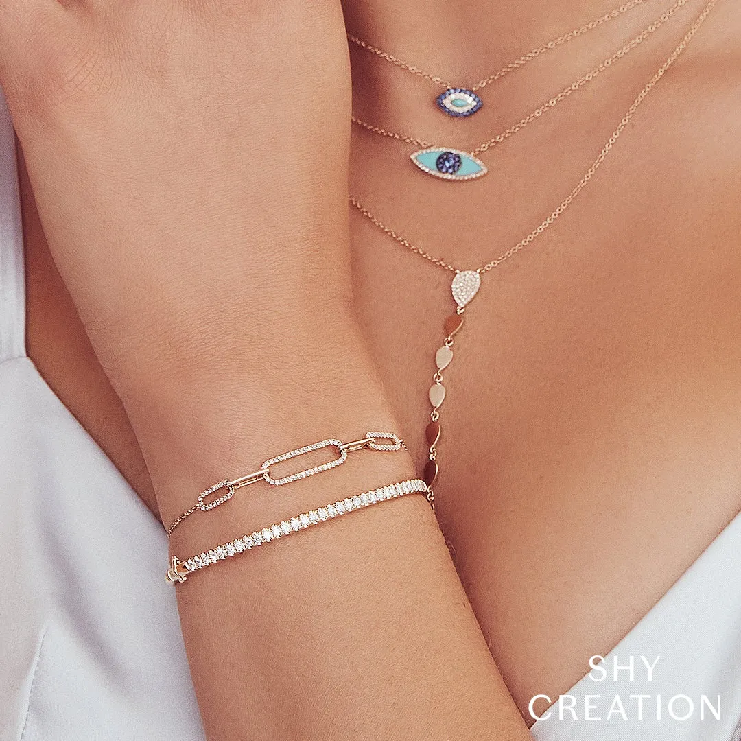 Shy Creation 0.24Ct Diamond Paper Clip Link Bolo Bracelet SC55011657