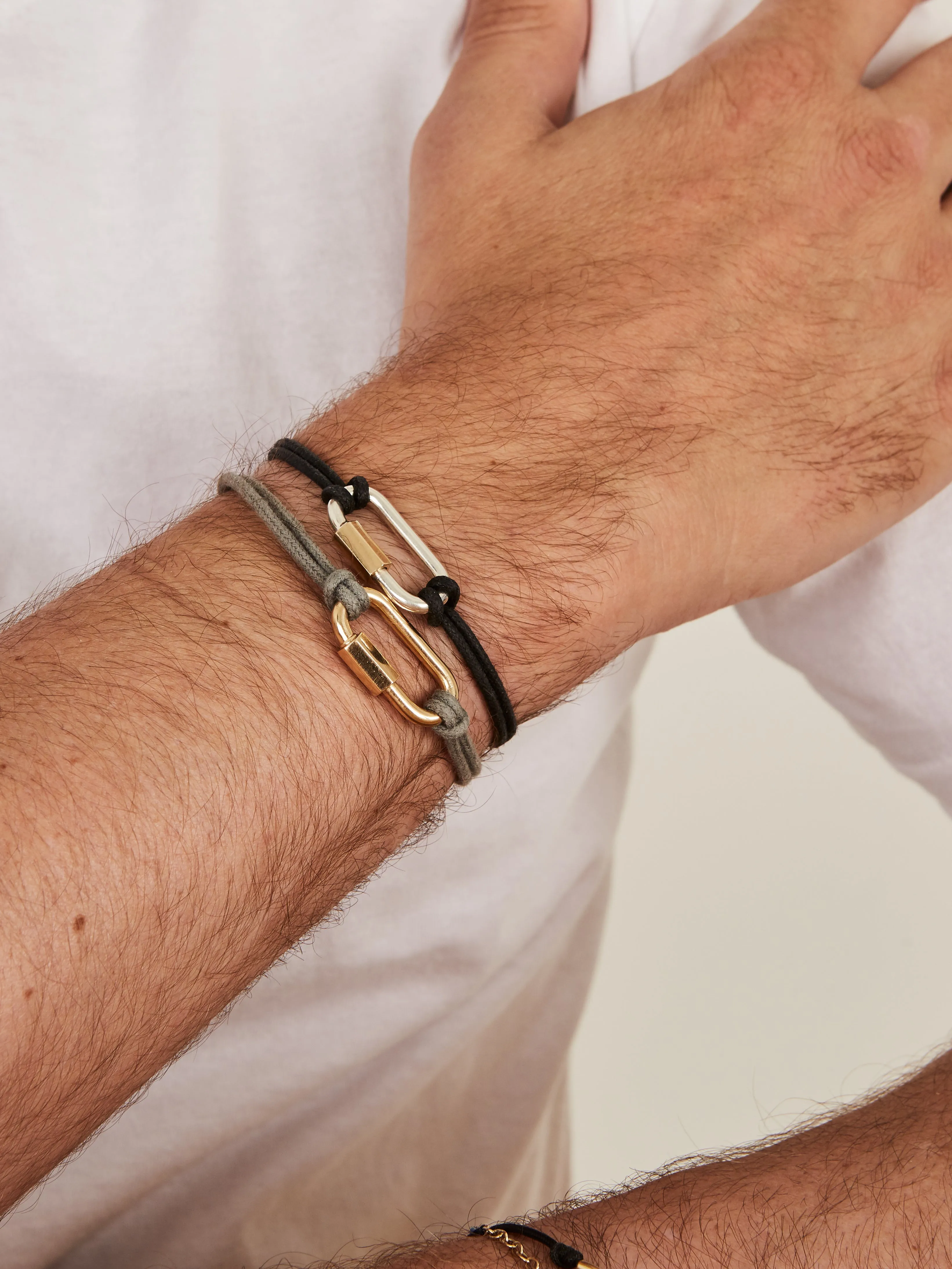 Silver & yellow gold screw lock bracelet