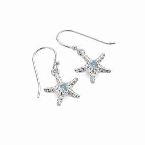 Silver Origins Starfish Blue Topaz Drop Earrings