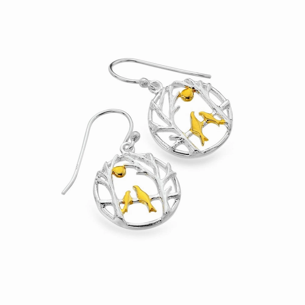 Silver Origins Woodland Birds Drop Earrings