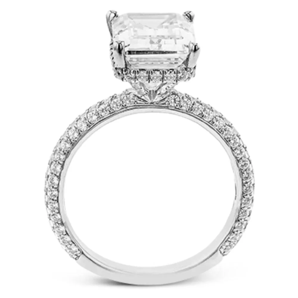 Simon G. 18k Emerald-Cut Hidden Halo Engagement Ring with Diamonds
