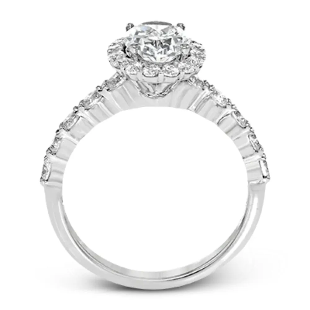 Simon G. 18k Oval-Cut Halo Engagement Ring with Diamonds