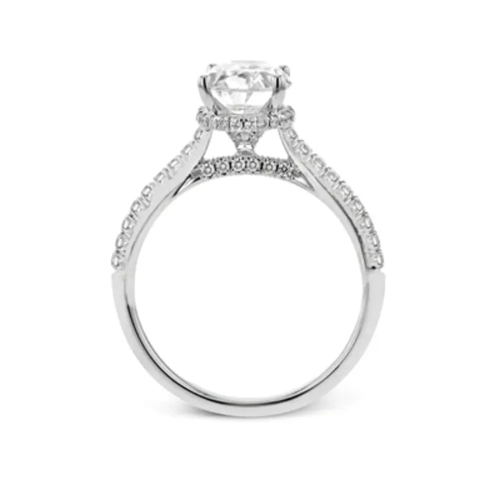Simon G. 18k Oval-Cut Hidden Halo Engagement Ring with Diamonds