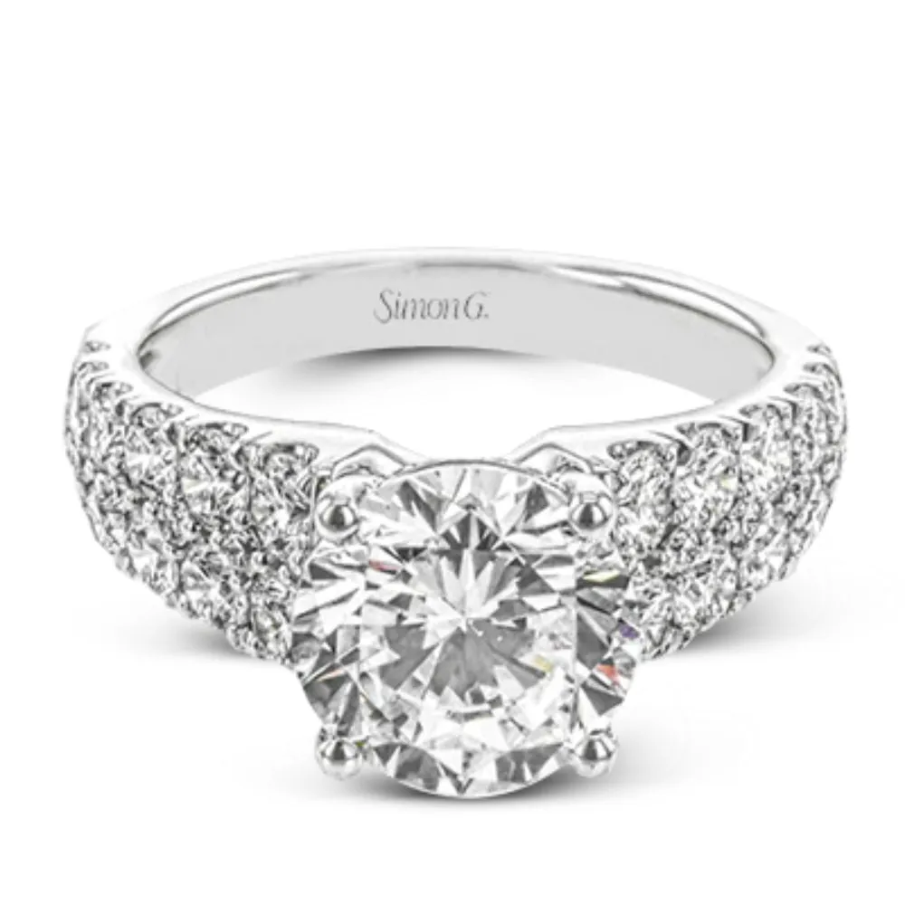 Simon G. 18k Round-Cut Engagement Ring with Diamonds