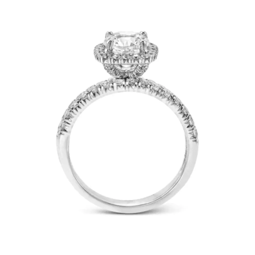 Simon G. 18k Round-Cut Halo Engagement Ring with Diamonds