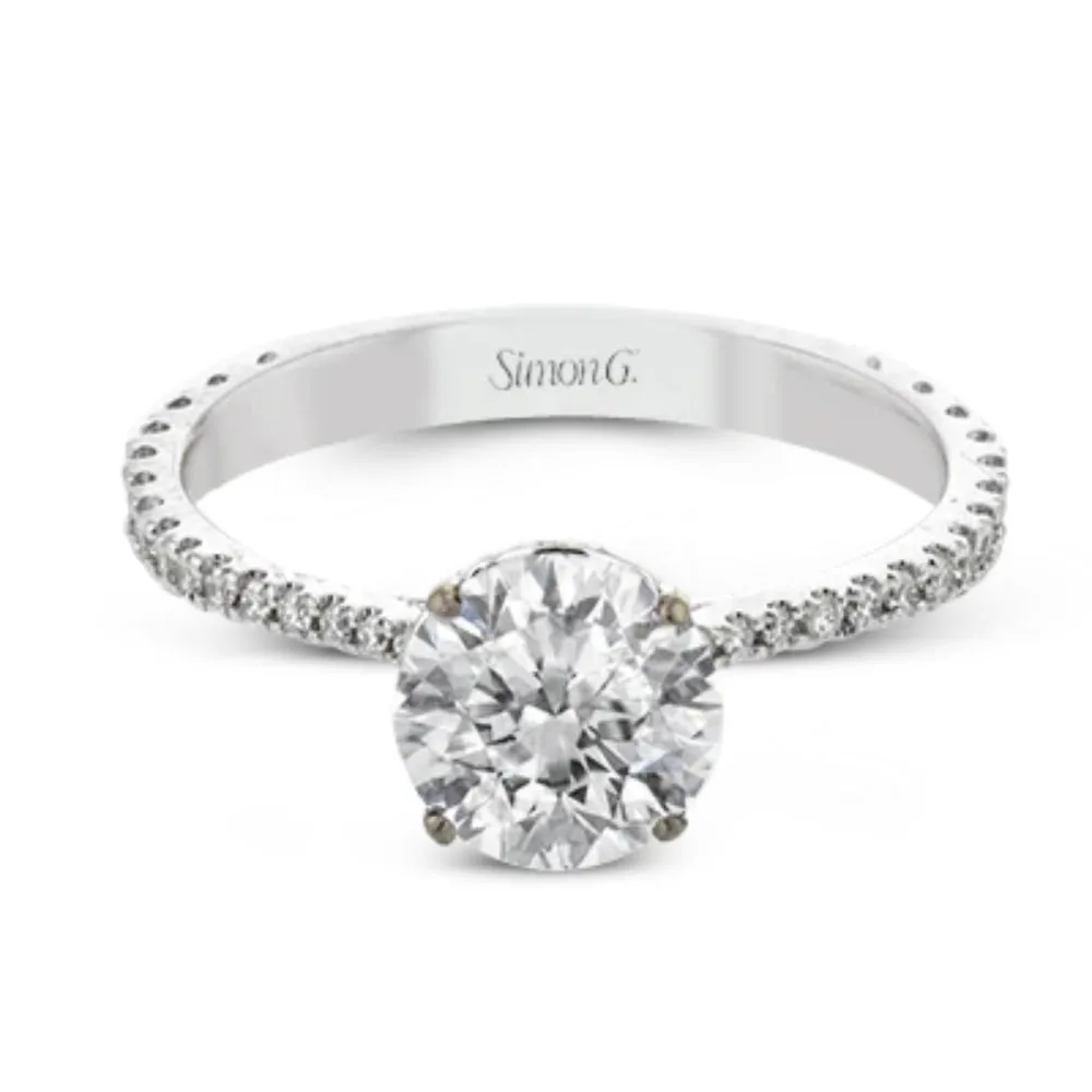 Simon G. 18k Round-Cut Hidden Halo Engagement Ring with Diamonds