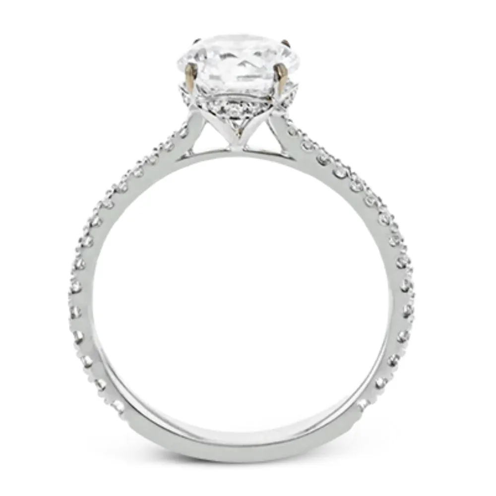 Simon G. 18k Round-Cut Hidden Halo Engagement Ring with Diamonds