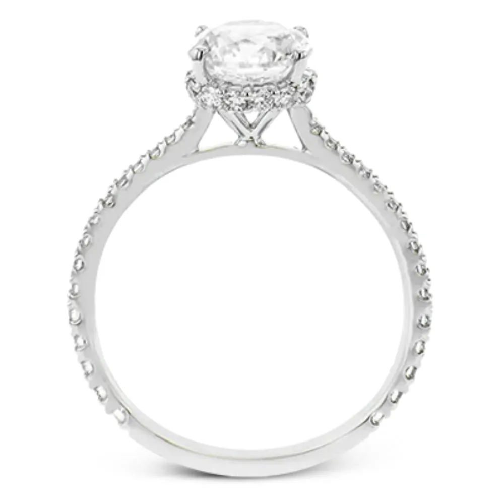 Simon G. 18k Round-Cut Hidden Halo Engagment Ring with Diamonds