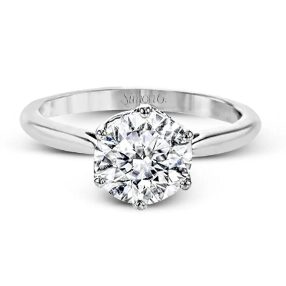 Simon G. 18k Round-Cut Solitaire Engagement Ring with Diamonds