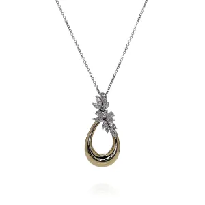 Simon G. 18k Two-Tone Tapered Oval Loop Diamond Pendant Necklace