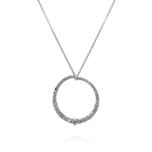 Simon G. 18k White Gold Open Circle Diamond Pendant Necklace
