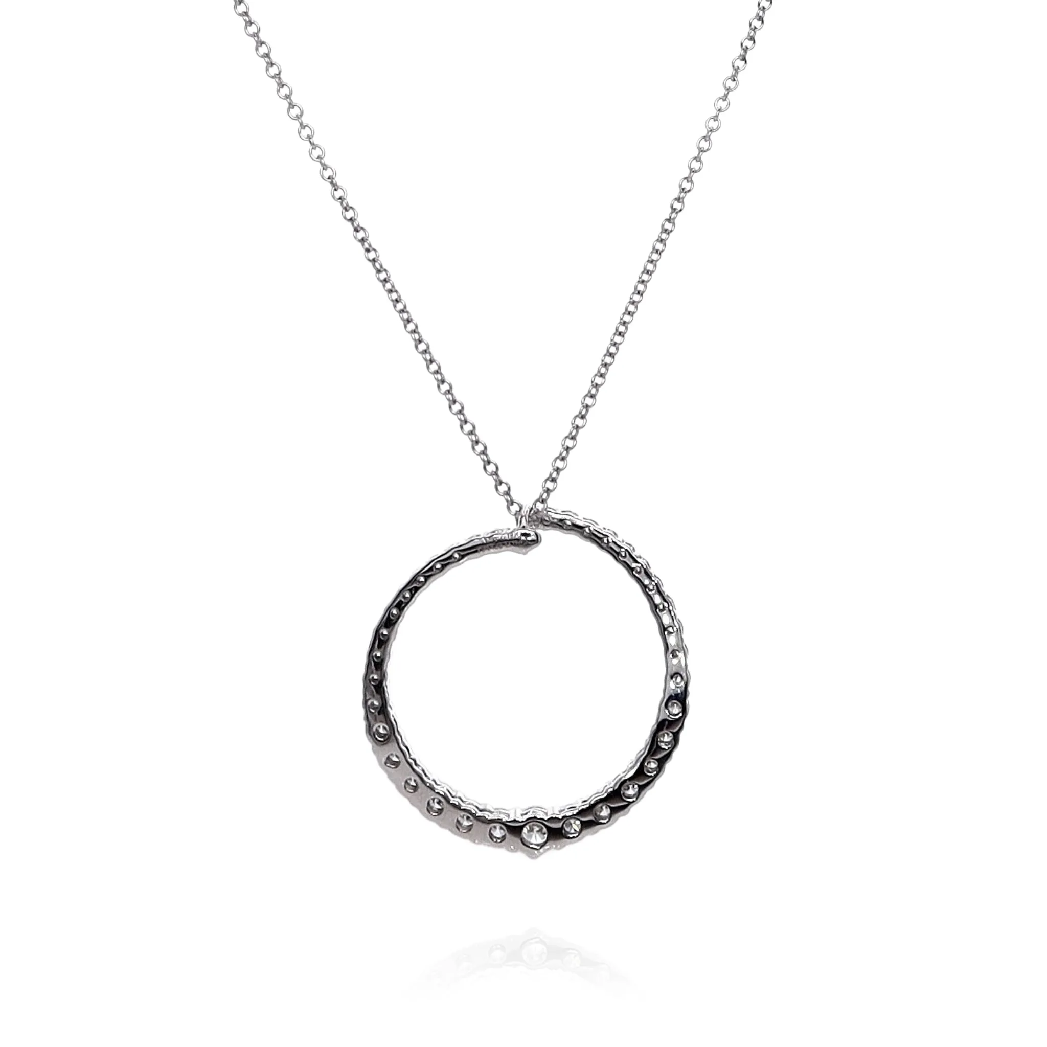 Simon G. 18k White Gold Open Circle Diamond Pendant Necklace