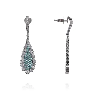 Simon G. 18k White Gold Paraiba Tourmaline and Diamond Drop Earrings