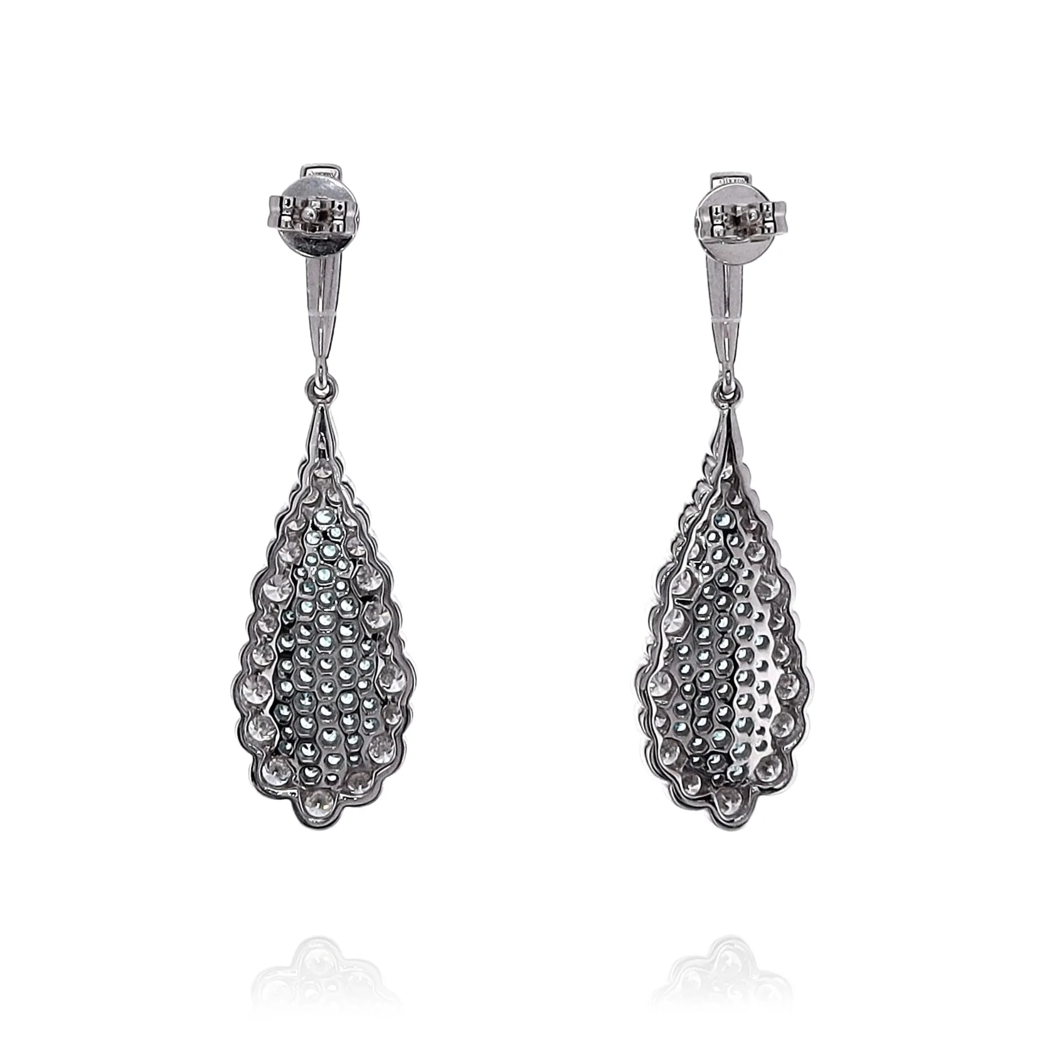 Simon G. 18k White Gold Paraiba Tourmaline and Diamond Drop Earrings