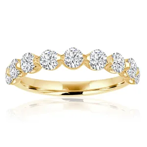 Single Shared Prong Diamond Wedding Band
