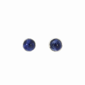 Sodalite Sterling Silver Round Stud Earrings