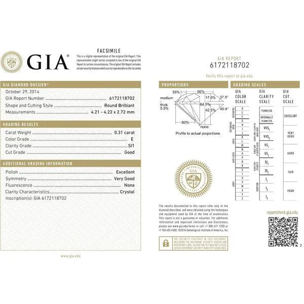 Solitaire en or blanc, diamant certifi GIA