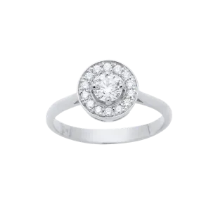 Solitaire en or blanc, diamant certifi GIA