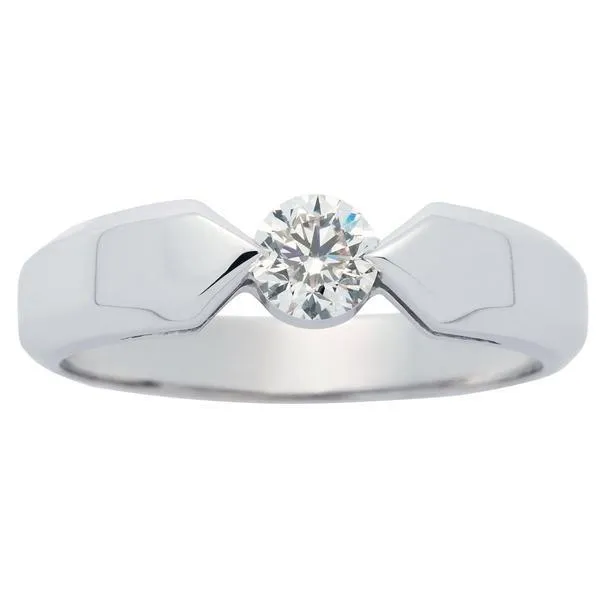 Solitaire en or blanc serti d'un diamant.