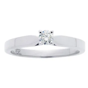 Solitaire en or blanc serti d'un diamant.