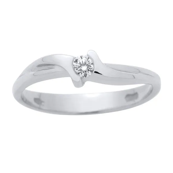 Solitaire en or blanc serti d'un diamant.
