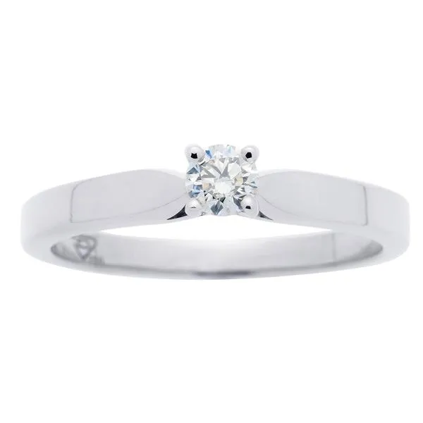 Solitaire en or blanc serti d'un diamant.