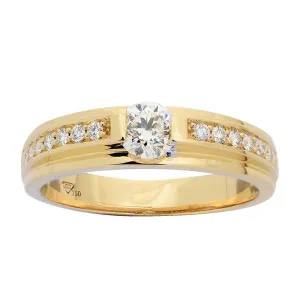 Solitaire en or jaune diamant certifi GIA