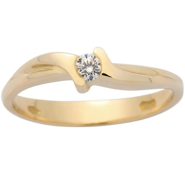 Solitaire en or jaune serti d'un diamant.
