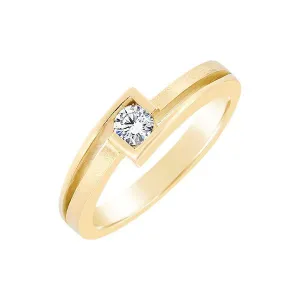 Solitaire en or jaune serti d'un diamant.