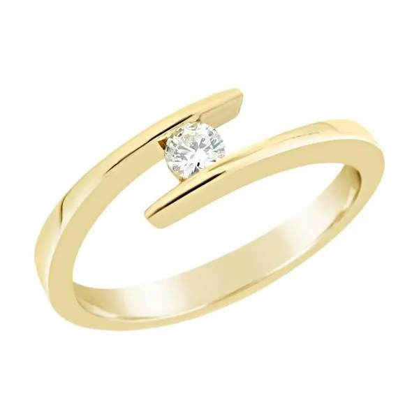 Solitaire en or jaune serti d'un diamant.