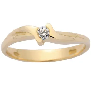 Solitaire en or jaune serti d'un diamant.
