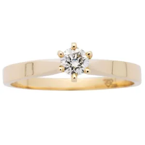 Solitaire en or jaune serti d'un diamant.